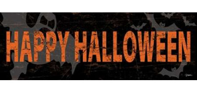 Posterazzi " Happy Halloween Orange " by Diane Stimson Painting Print