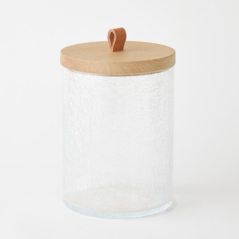 Crackle Glass Canister w/Lid, 89.6 oz