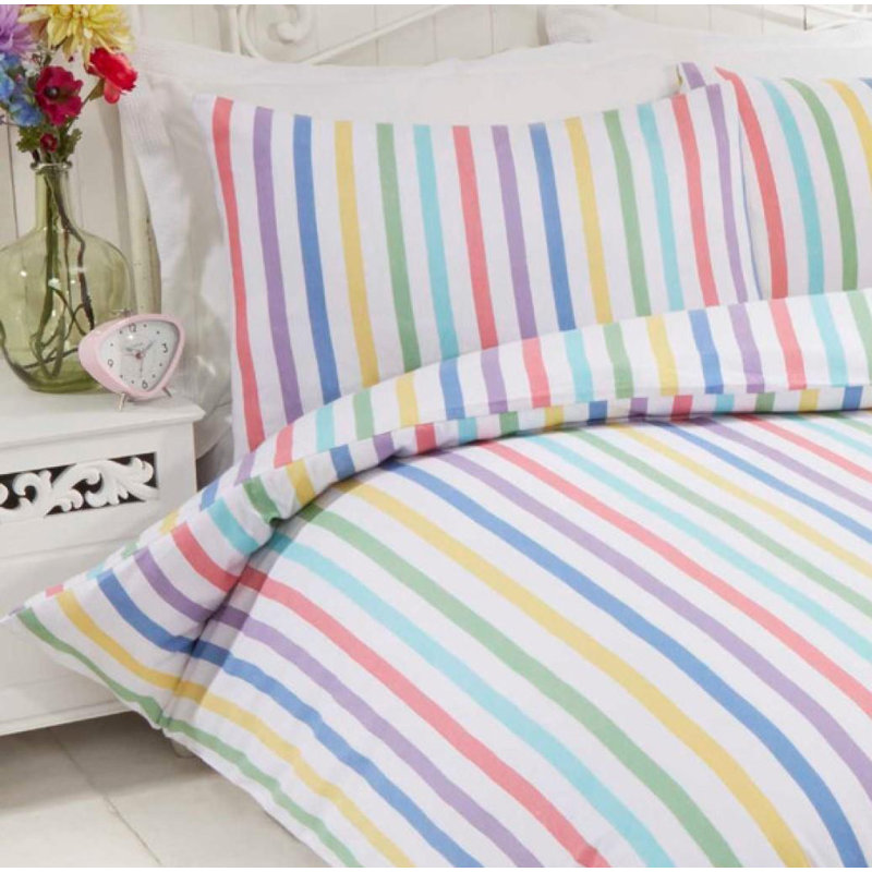 Bluecoast Cotton Striped Duvet Cover Set with Pillowcases Included, Double Duvet Cover - 2 Standard Pillowcases
