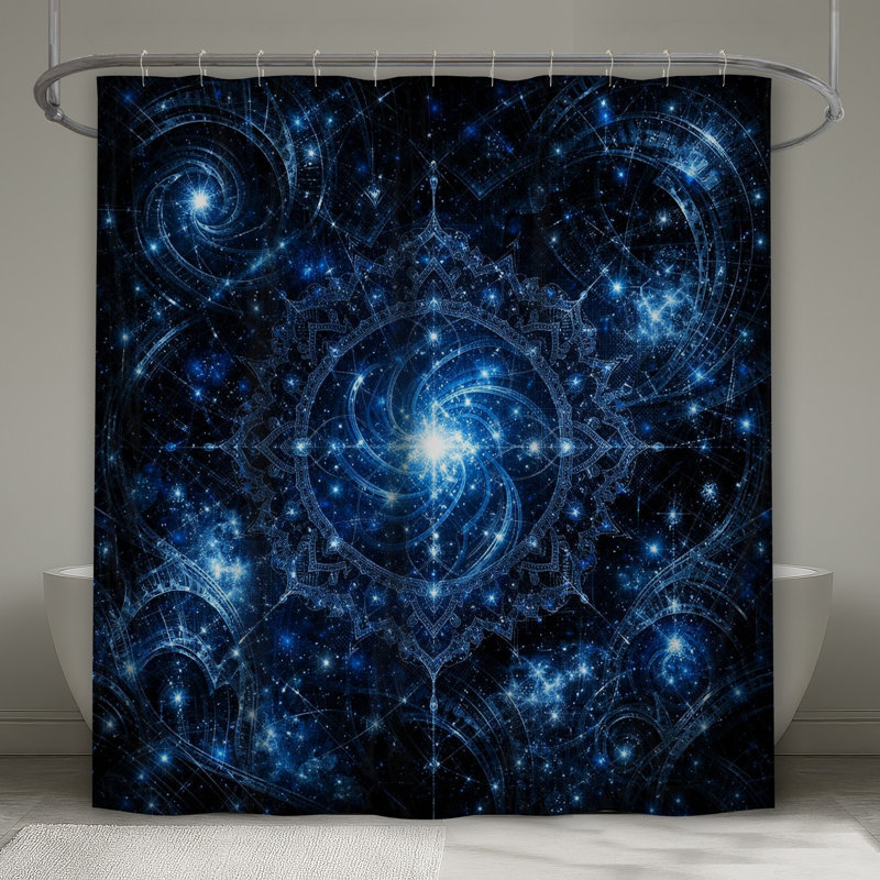 Rideaux de douche Blue Cosmic Fractal Art, 70in W x 84in H