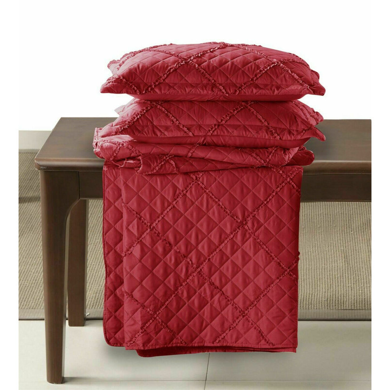 Fairdale Polyester Bedspread with Pillow Shams Included, Red, 185 x 240 cm Bedspread - 1 Pillow Sham