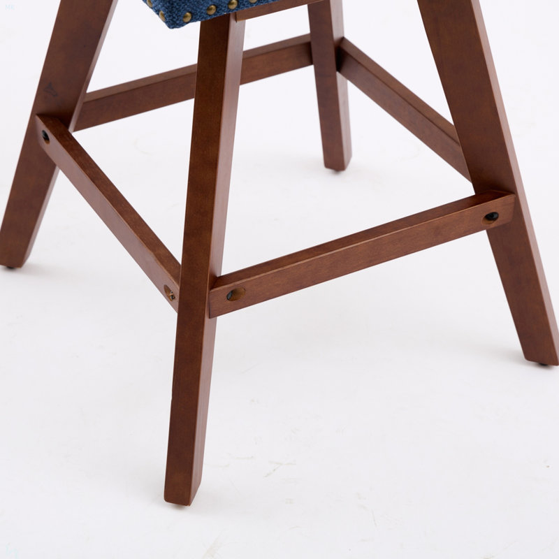 Ensemble de 2 tabourets pivotants à hauteur de comptoir, tabouret de bar rembourré de 26 po de hauteur, Bleu