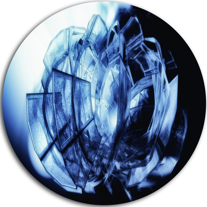 « fractal 3d blue glass pattern », impression sur métal, H 23 po x l 23 po x P 1 po