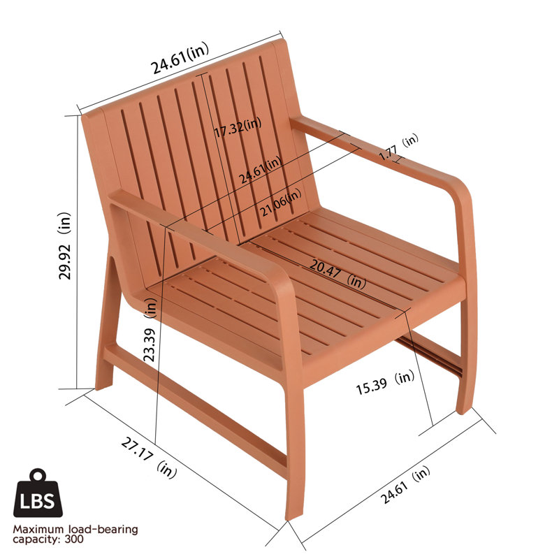 Holiday - Ensemble de meubles d'intérieur / extérieur 2 pièces 1 chaises et 1 table basse en PP imperméable - Ensemble de conversation pour patio facile à assembler (brun abricot)