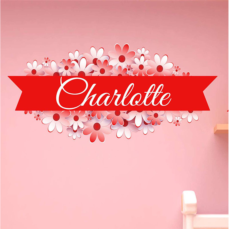 Décalcomanie murale nom de fleur personnalisée, H 20 po x l 40 po, Oui, Rouge