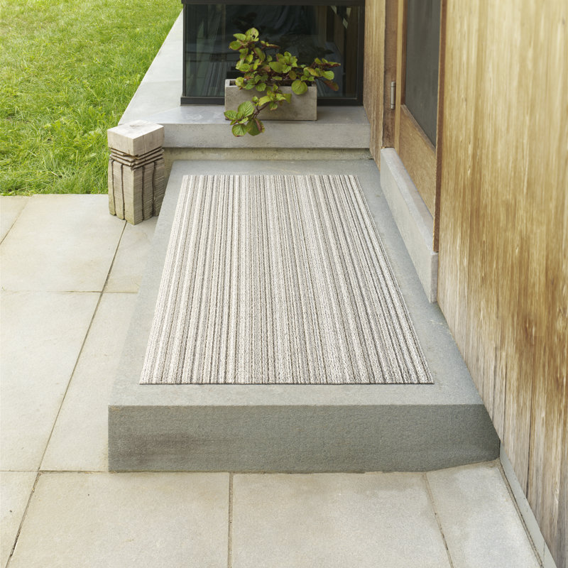 Striped Indoor / Outdoor Doormat, 0.6cm H x 61cm W x 91cm L, Birch