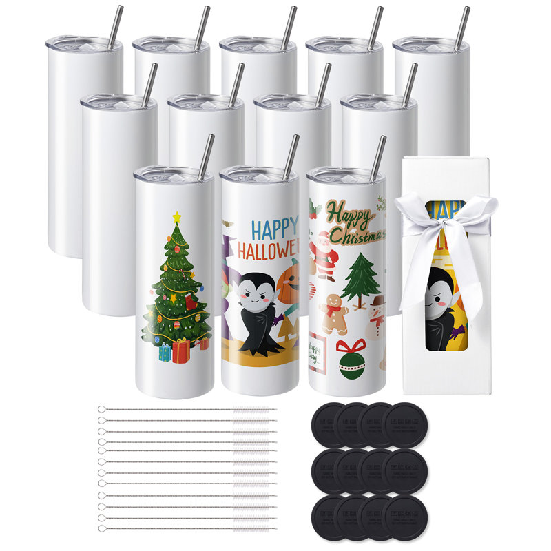 VEVOR 591.5ml Double Wall Insulated Stainless Steel Water Bottle with Straw