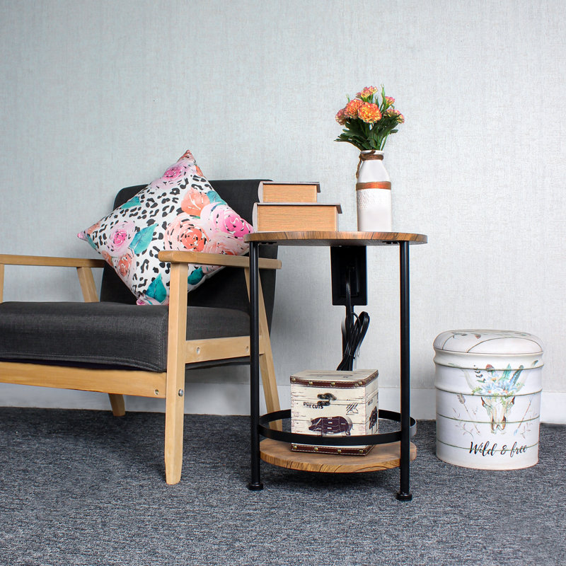 Flonard End Table Set and Built-In Outlets