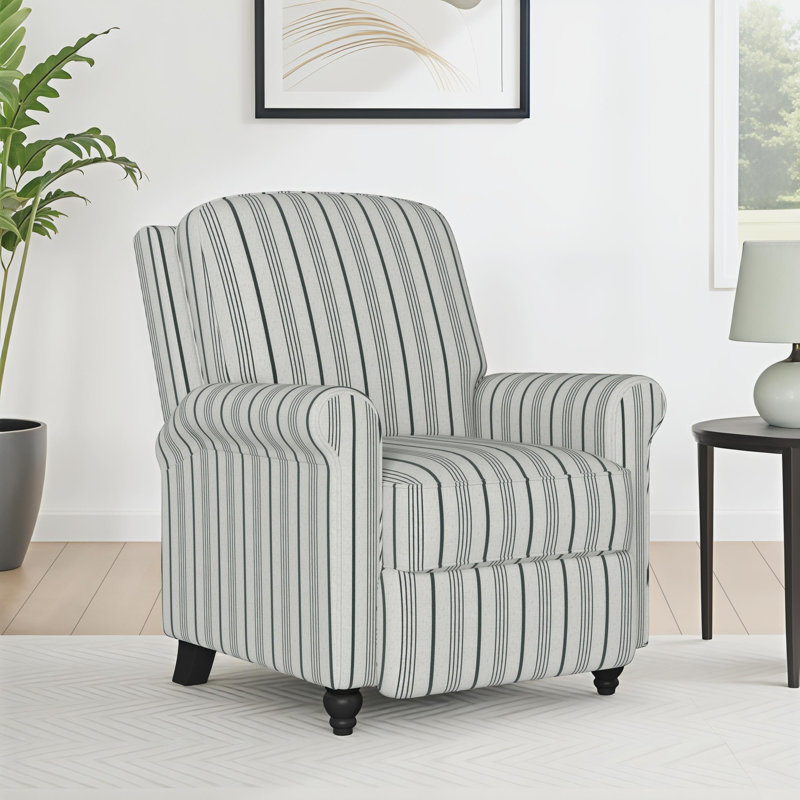 Leni Upholstered Recliner, Black Striped