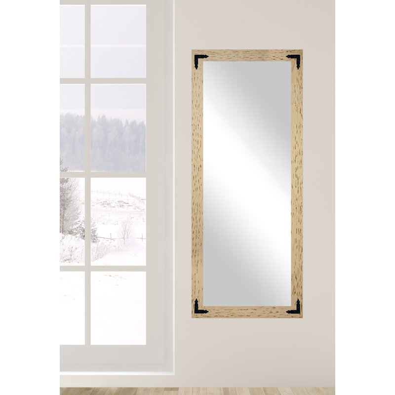 Kyrei Solid Wood Flat Mirror, Cream/Black, 63" H x 25" W