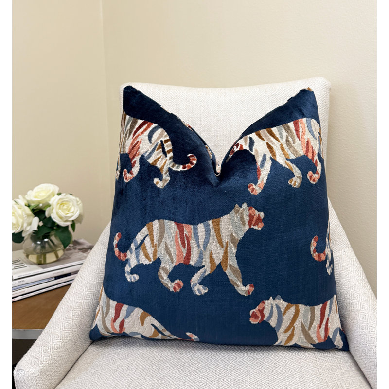Housse de coussin Tiger, Carré 20 po, Bleu