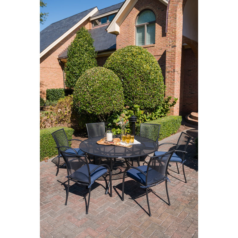 Pilano Outdoor 6-Person Dining Set With 60" Round Table