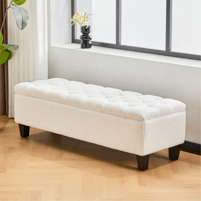 Banc de repose-pieds avec rangement, surface en polyuréthane, pieds en bois d'hévéa, capacité de 300 lb (repose-pieds seulement)