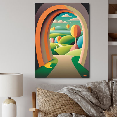 «Pastel Landscape Road To Mountain Village», reproduction sur toile