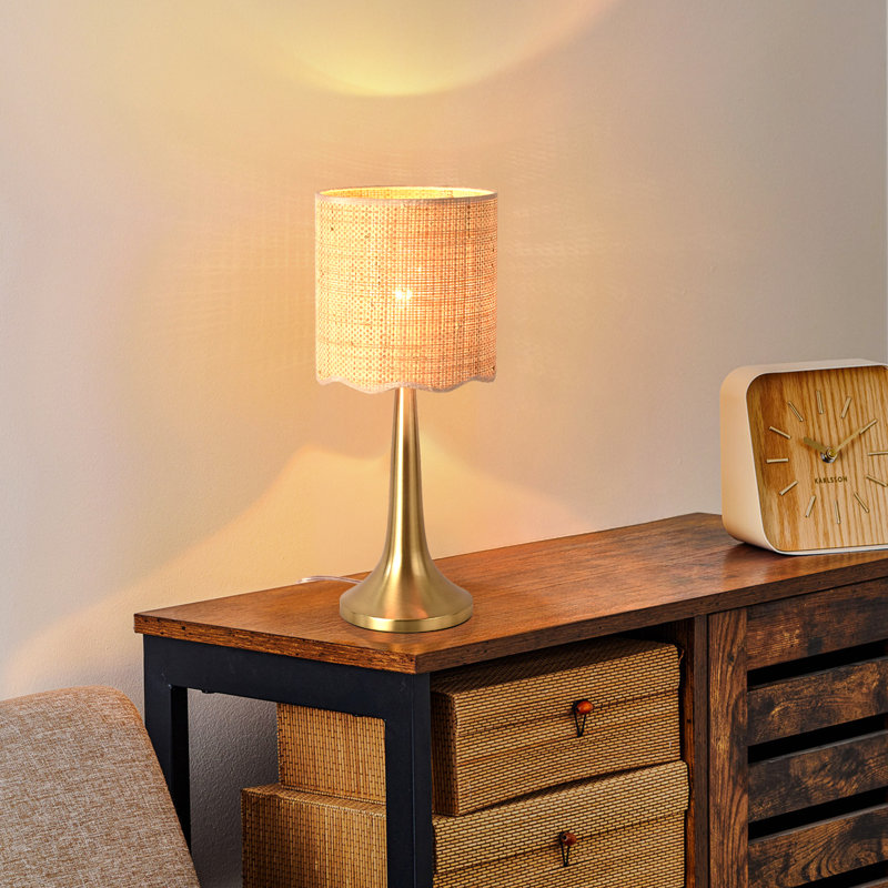 Rattan Small Table Lamp, Gold