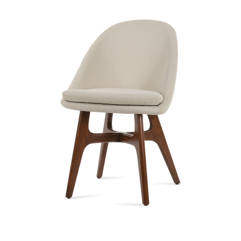Chaise en bois Avanos, Tissu beige