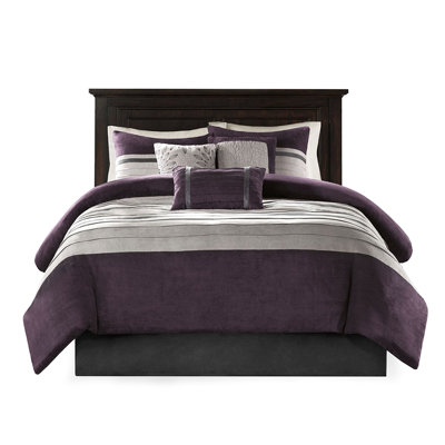 7 Piece Faux Suede Comforter - King, Purple, & Cozy Feel King Purple Suede, Machine Washable Wrinkle-