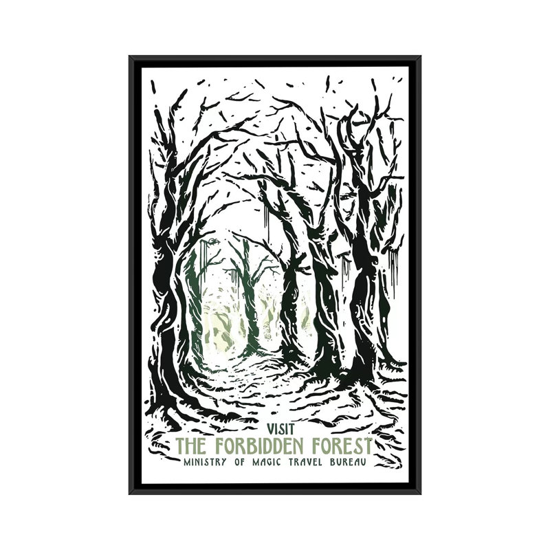 « visit the forbidden forest », reproduction d’impression sur toile, H 48 po x l 32 po x P 1,5 po, Toile avec cadre noir