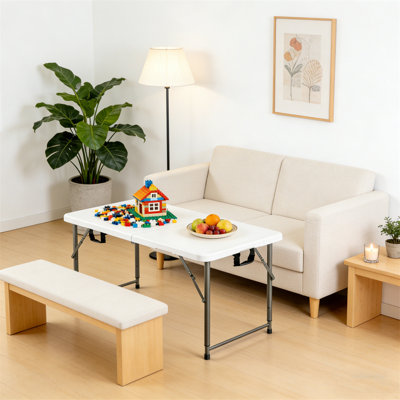 4 FT Height Adjustable Plastic Folding Camping Table