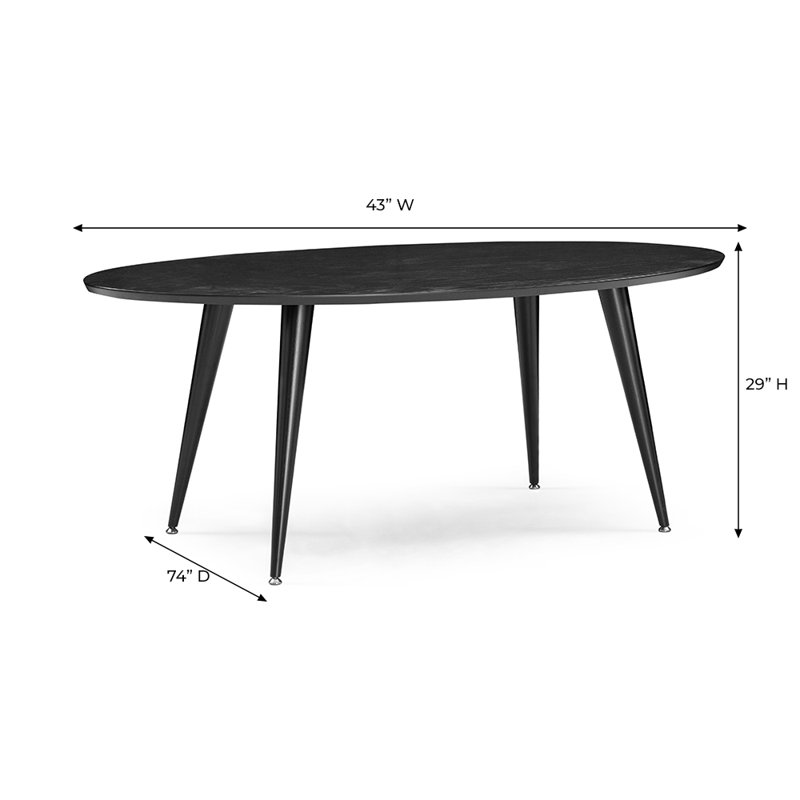 Acquanetta Oak Oval Solid Wood Base Dining Table, Black