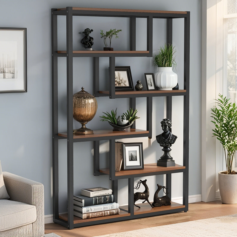 Bibliothèque géométrique H 69,29 "x l 39,37", Brun