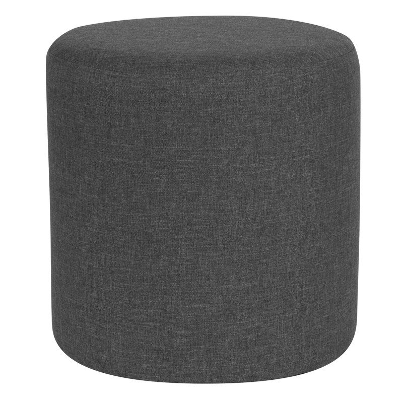 Denison Taut Upholstered Round Ottoman Pouf, Dark Gray