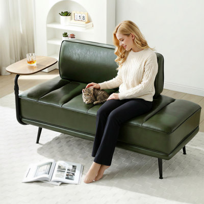 Decorative Bench – Faux Leather, with 360° Rotating Side Table, Suitable for Bedroom or Living Room