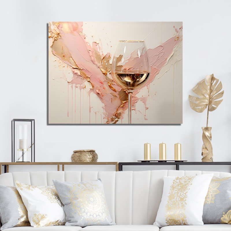 Minimalisme vin champagne - art mural vin champagne, Toile tendue, H 30 po x l 40 po x P 1,5 po