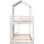 Lit simple superposé au-dessus blanc avec toit - Fenêtre et support en bois massif