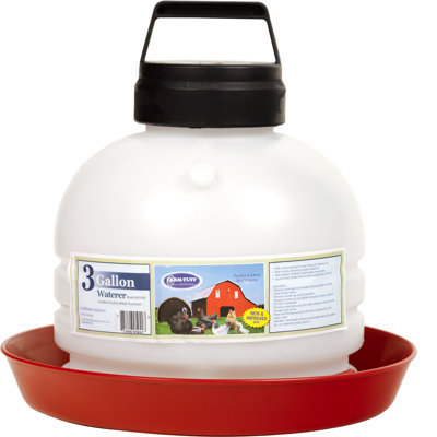FARM-TUFF Durable Top Fill Hanging Plastic Automatic Poultry and Game Bird Fountain Waterer for Chickens, 3 Gallon Capacity