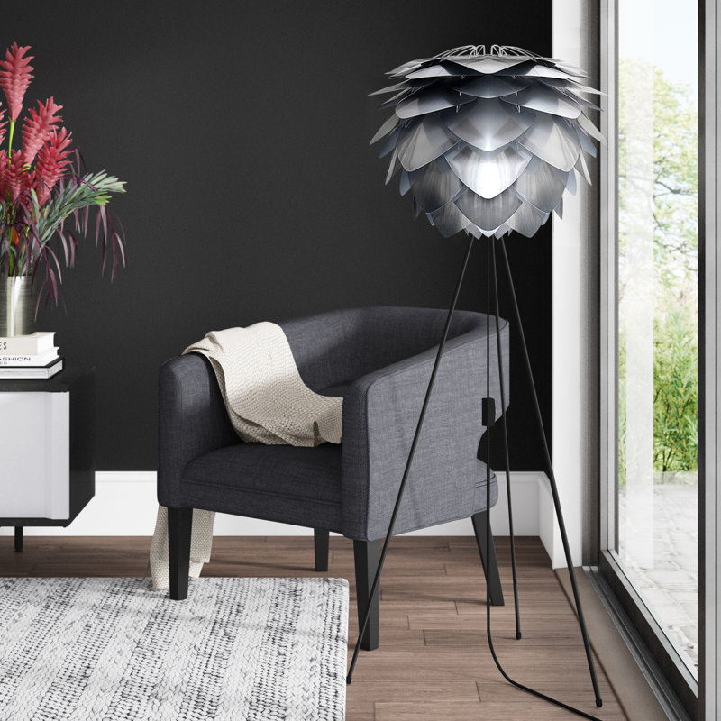 56.7'' Tripod Floor Lamp, Black, White