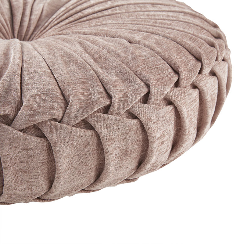 Coussin de sol rond en poly chenille, Rosé