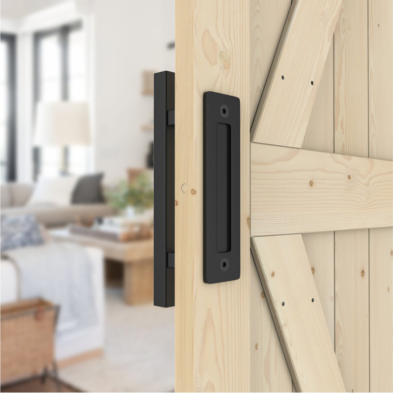 Matte Black 12" Sliding Barn Door Handle Set