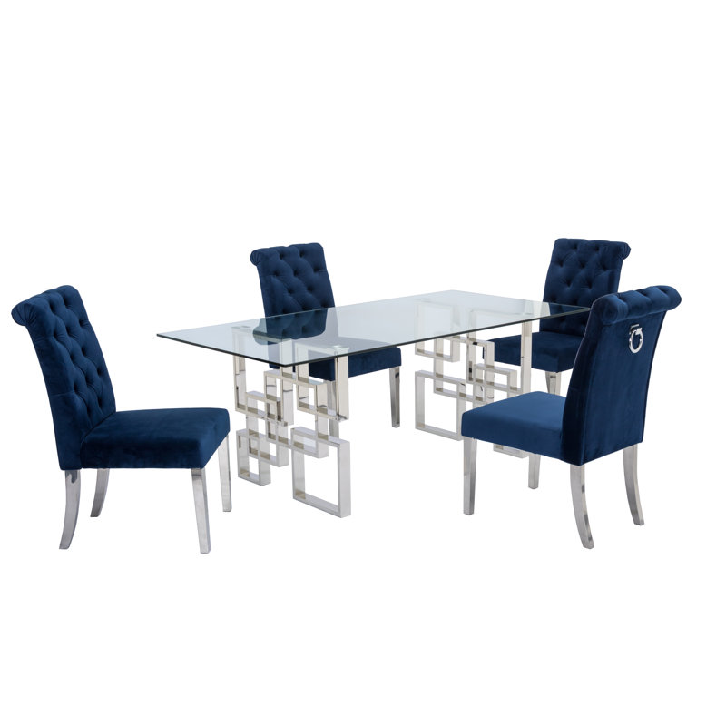Ensemble repas pour 4 personnes Bauxite, Bleu marine