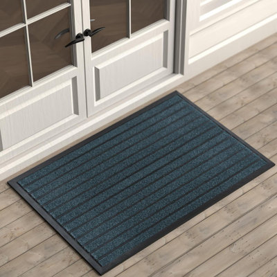 Durable Door Mat - Dirt Trapping Outdoor Welcome Mats - Non-Slip Outdoor Indoor Entrance - Low Profile Front Doormat