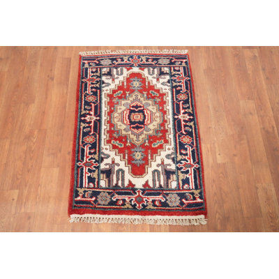 Tapis géométrique rouge pour vestibule traditionnel 2x3