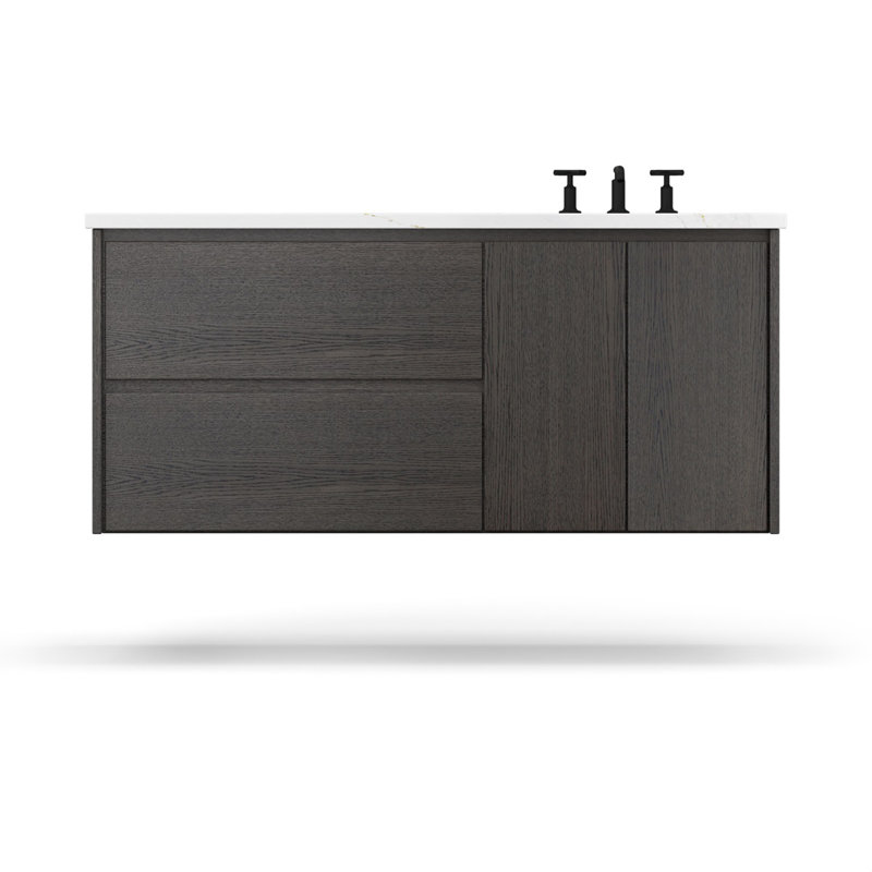 Gilded Single Left/Right Bath Floating Vanity, Gray Weathered, 36"
