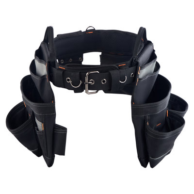Tool Belt, 18 Pockets Professional Tool Pouch for Men, Heavy Duty Adjustable Utility Belt Detachable Work Bag for Electrician, Carpenter, Construction, Work Apron Organizer, Adjusts 31in to 51in