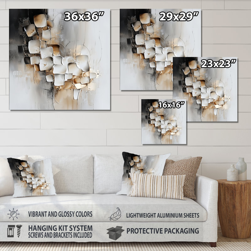 Geometric Mindful Balance Of Colors - Abstract Cubism Metal Wall Decor, Modern Metal Print, 16" H x 16" W x 0.84" D