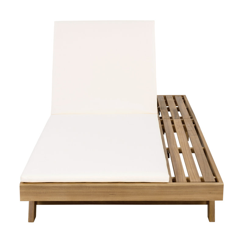 Lounge Chaise Set, Space Available On One Side, Acacia Wood In light brown With Water-Resistant Lounge Cushions (2 Inch Thick)