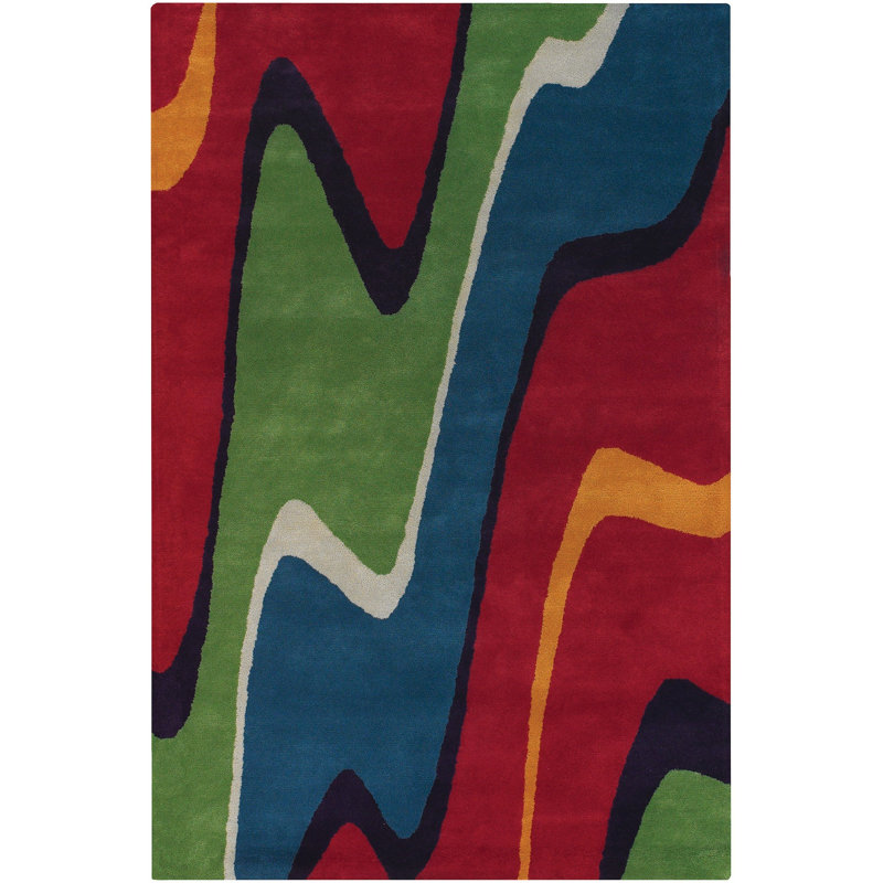 Tapis d'intérieur en laine Stickel, Rectangle 5 pi x 7 pi 6 po