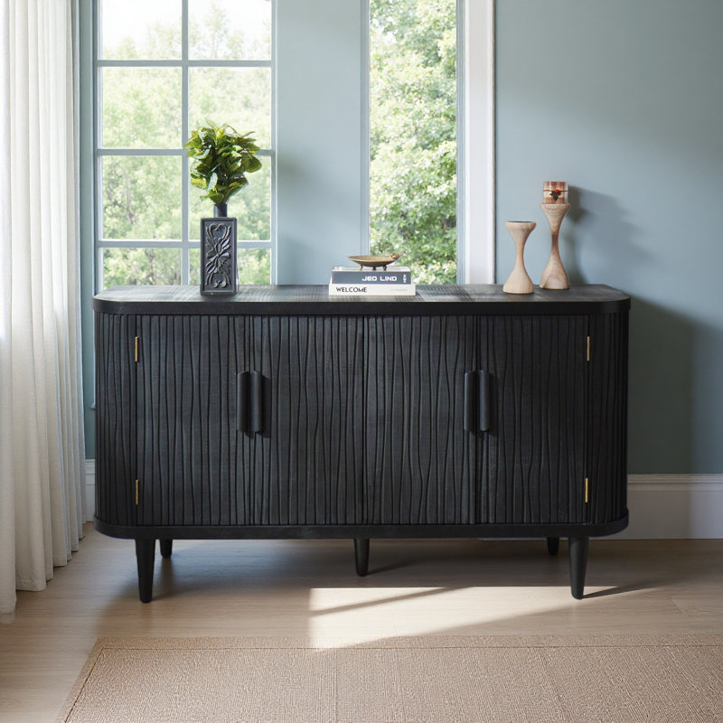 Armoire de rangement 4 portes Modern Wave, Noir