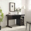 Bureau d'ordinateur au fini brun espresso avec classeur amovible, espace de travail rectangulaire compact avec panneau de rangement
