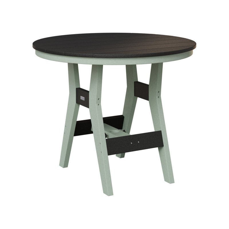 Harbor Outdoor Round Bar Table, Seafoam, Black