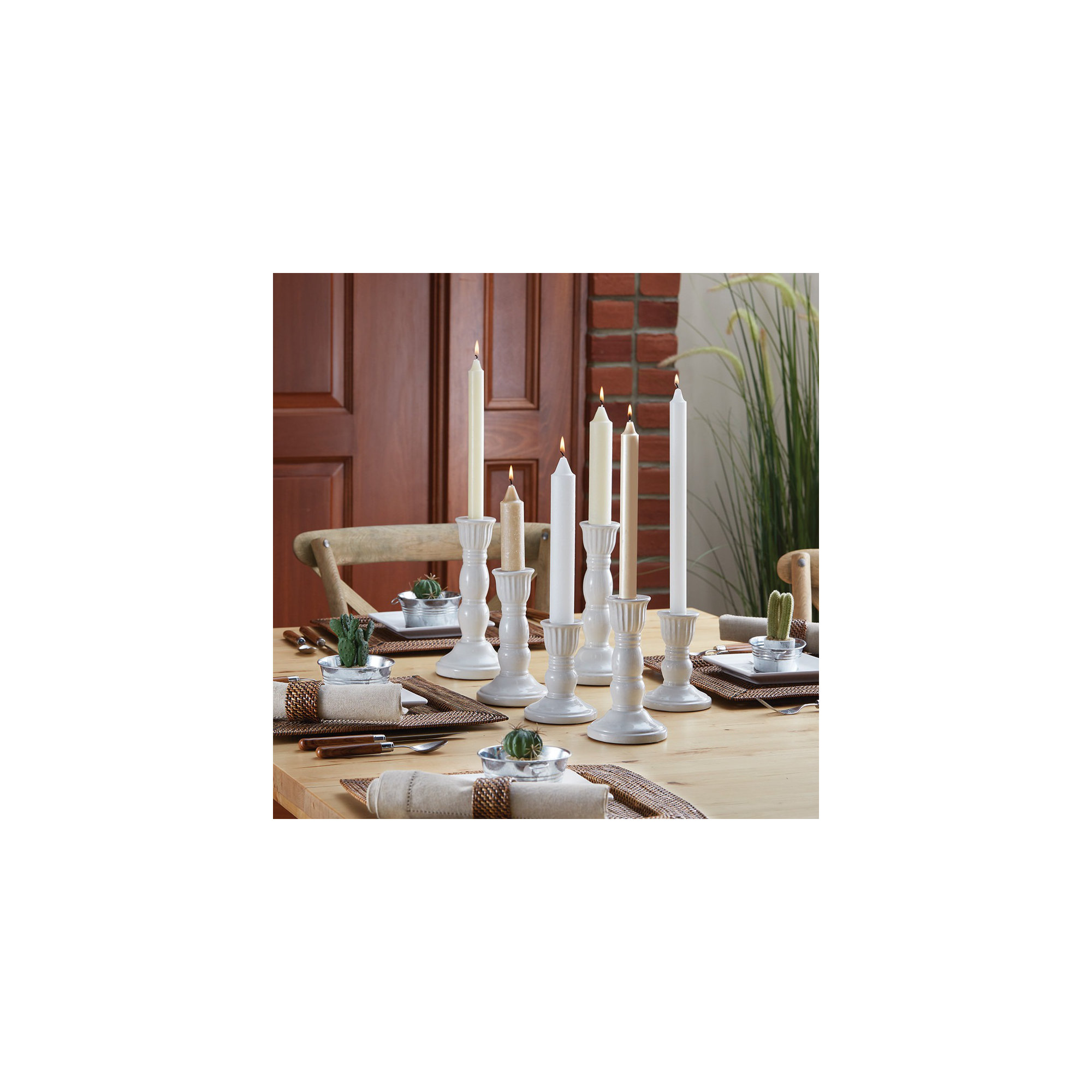 Smooth Collenette Unscented Taper Candle, White, 9" H x 1.25" W x 1.25" D