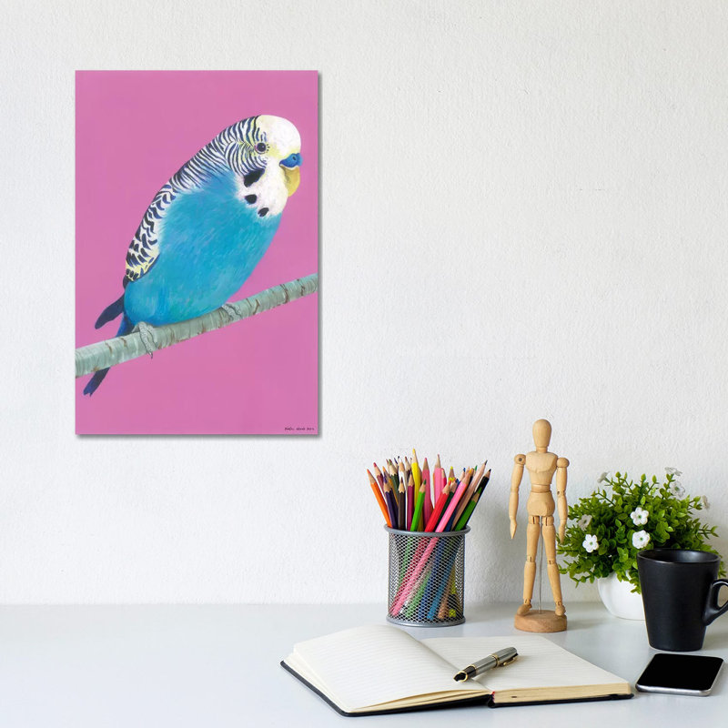 Blue Budgie by Kirstin Wood - Wrapped Canvas Gallery-Wrapped Canvas Giclée, 20.32 cm H x 30.48 cm W