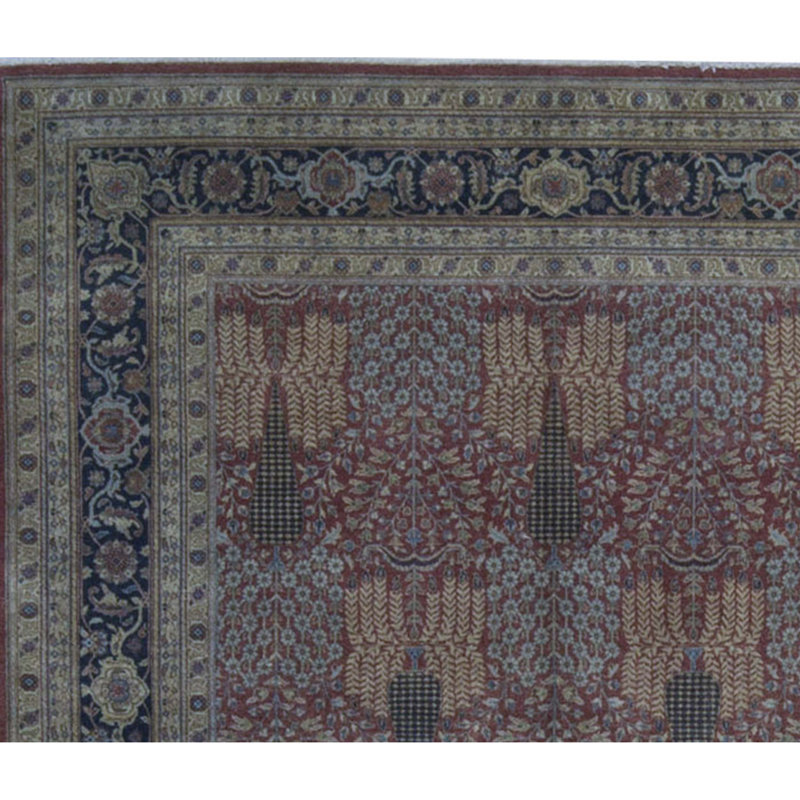 Tapis rouille et noir noué à la main de haute qualité