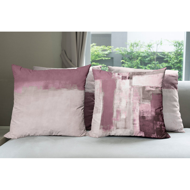 Reversible Pillow Cover, 16" H x 16" W, Dark Mauve / Taupe Grey