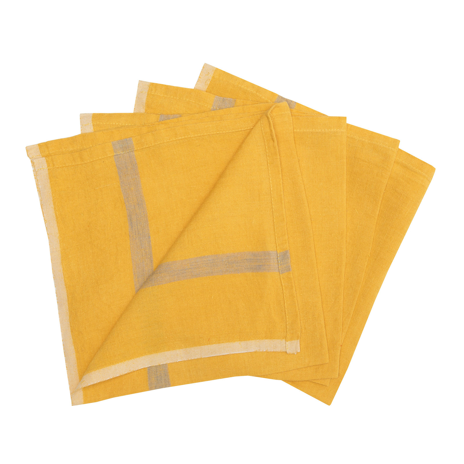 Tegan Linen Stripe 20" Napkin, Mustard/Gray