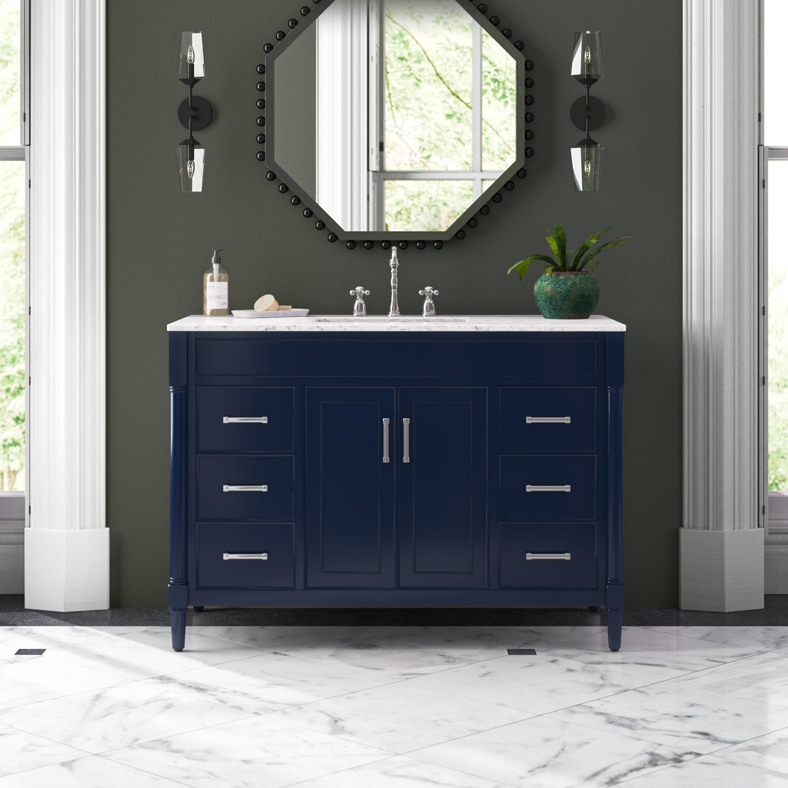 Addison 48" Single Bathroom Vanity Base, Navy Blue